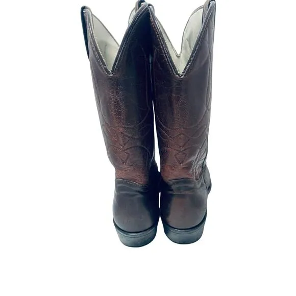 Vtg Durango Men's Western Boots Dark Brown Leather Round Toe USA DB663 Size 10.5