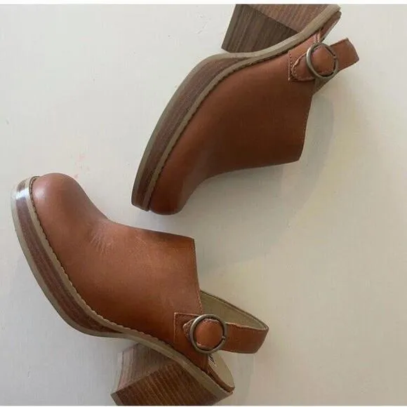 Vtg Frye Campus Chunky Mule Clogs Womens 11 Brown Tan Dover Leather Shoes RARE