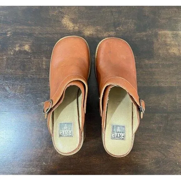 Vtg Frye Campus Chunky Mule Clogs Womens 11 Brown Tan Dover Leather Shoes RARE