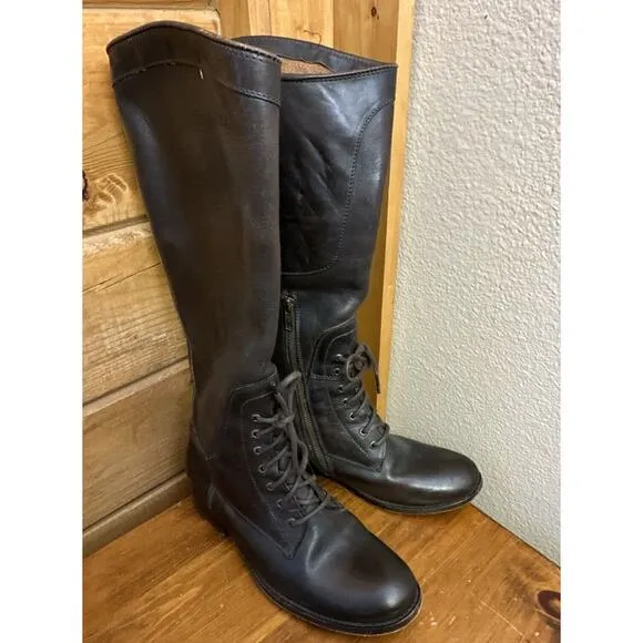 VTG Frye Leather Brown 7 Lace Up Side Zip EUC Classic 70’s Retro Boho