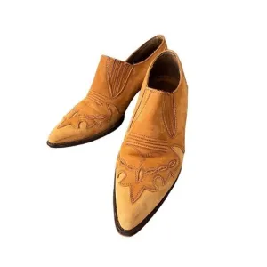 Vtg Guess 2 Tone Leather Women’s Sz 8 Western Ankle Booties Camel Brown Tan Y2K