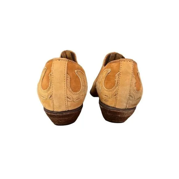 Vtg Guess 2 Tone Leather Women’s Sz 8 Western Ankle Booties Camel Brown Tan Y2K