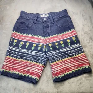 Vtg Guess Womens Shorts Denim Size 28 Festival Rave Hippie Floral 90s Summer HTF