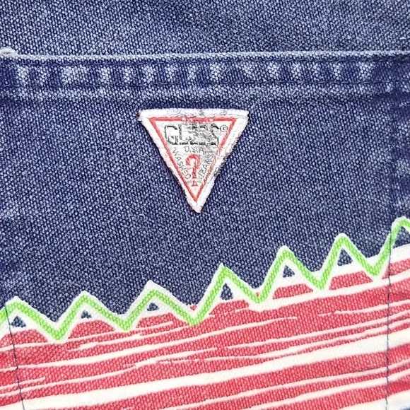 Vtg Guess Womens Shorts Denim Size 28 Festival Rave Hippie Floral 90s Summer HTF