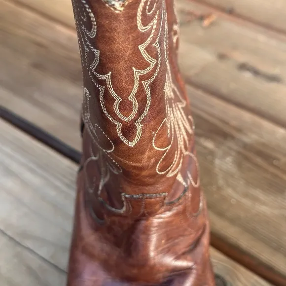 Vtg Justin Brown Leather Style 1651 Size 7 D Cowboy Boots Western Style