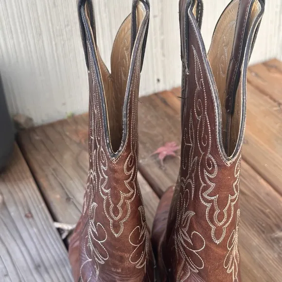 Vtg Justin Brown Leather Style 1651 Size 7 D Cowboy Boots Western Style