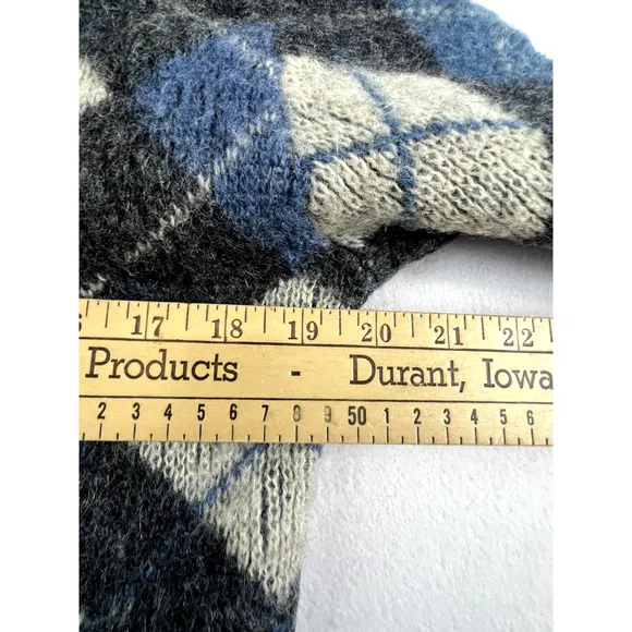 Vtg Kurt Cobain Mohair Wool Argyle Cardigan Sweater Grunge Fuzzy Shaggy L
