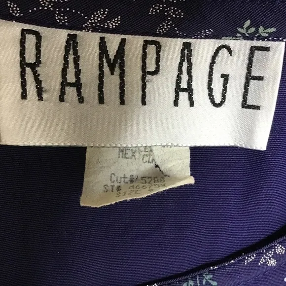 Vtg Rampage Dress Juniors Size 9 Floral Print Tie Back Long Sleeve Blue **READ