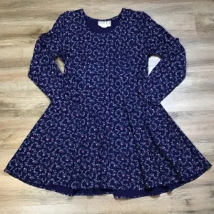 Vtg Rampage Dress Juniors Size 9 Floral Print Tie Back Long Sleeve Blue **READ