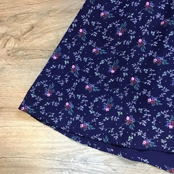 Vtg Rampage Dress Juniors Size 9 Floral Print Tie Back Long Sleeve Blue **READ