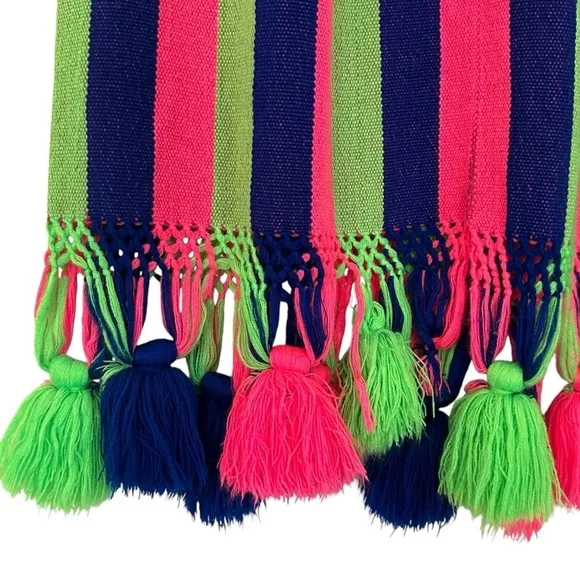 VTG RARE 1970’s GEORGIA CHARUHAS WOVEN MULTICOLORED TASSEL SKIRT SIZE SMALL