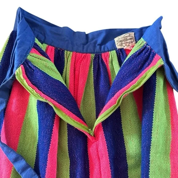 VTG RARE 1970’s GEORGIA CHARUHAS WOVEN MULTICOLORED TASSEL SKIRT SIZE SMALL