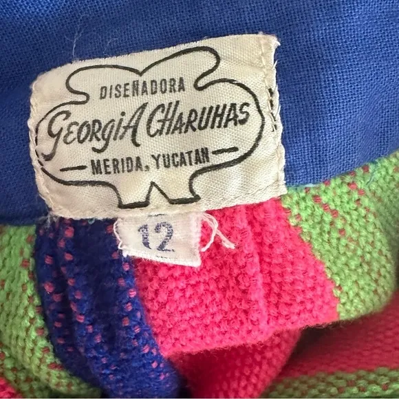 VTG RARE 1970’s GEORGIA CHARUHAS WOVEN MULTICOLORED TASSEL SKIRT SIZE SMALL
