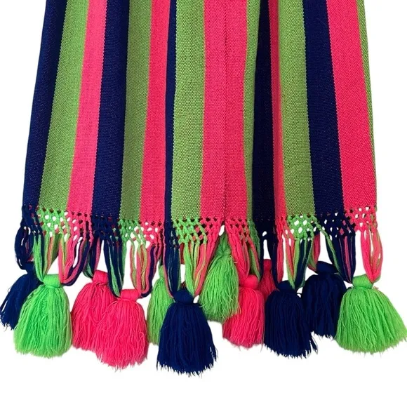 VTG RARE 1970’s GEORGIA CHARUHAS WOVEN MULTICOLORED TASSEL SKIRT SIZE SMALL
