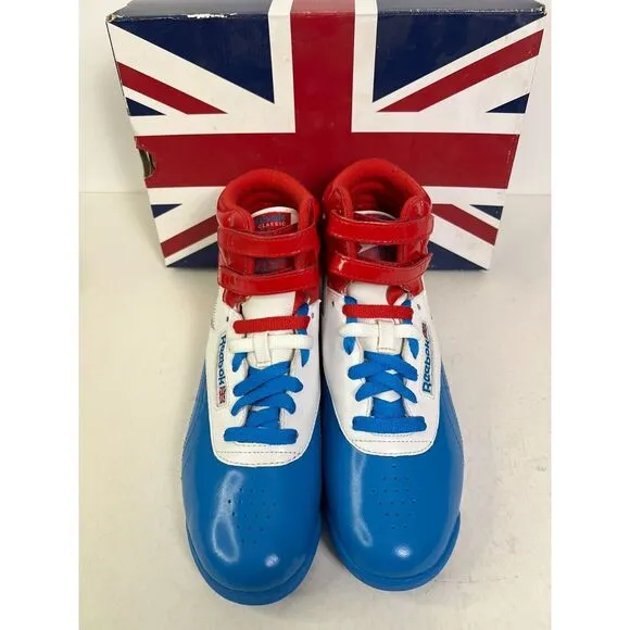Vtg Reebok Shoes Womens Sz 8.5 Freestyle Hi Top Retro Red‎ White Blue Classics