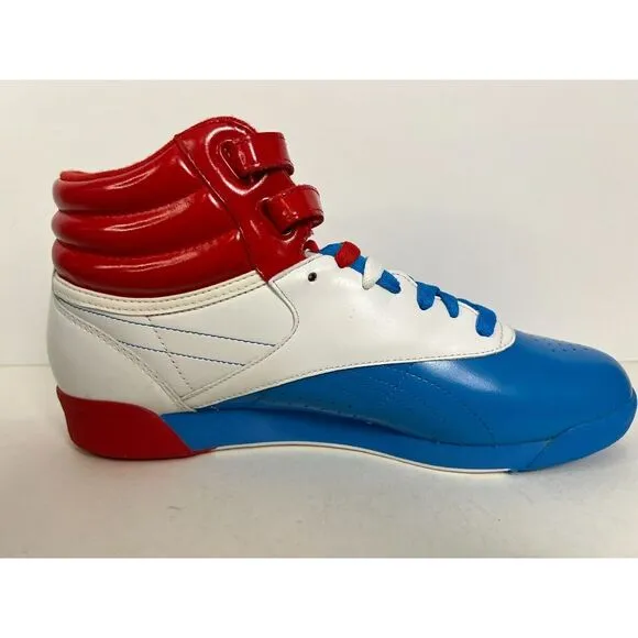 Vtg Reebok Shoes Womens Sz 8.5 Freestyle Hi Top Retro Red‎ White Blue Classics