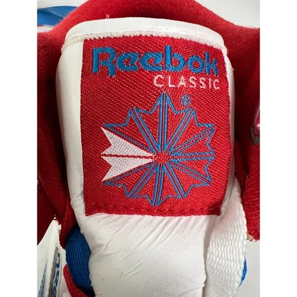 Vtg Reebok Shoes Womens Sz 8.5 Freestyle Hi Top Retro Red‎ White Blue Classics