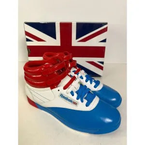 Vtg Reebok Shoes Womens Sz 8.5 Freestyle Hi Top Retro Red‎ White Blue Classics