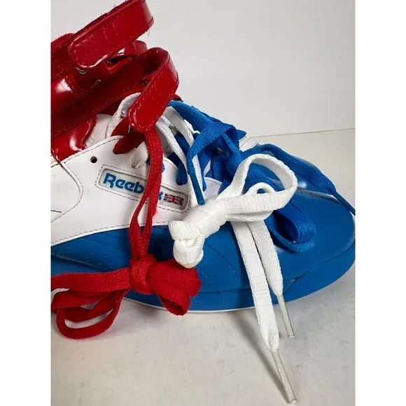 Vtg Reebok Shoes Womens Sz 8.5 Freestyle Hi Top Retro Red‎ White Blue Classics