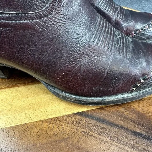 VTG Tony Lama Boots Men's 9M Western Cowboy Leather 1711 Burgundy Brown Ox Blood