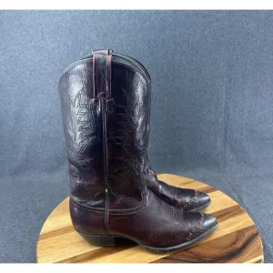 VTG Tony Lama Boots Men's 9M Western Cowboy Leather 1711 Burgundy Brown Ox Blood