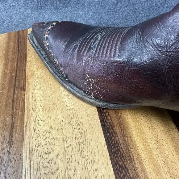 VTG Tony Lama Boots Men's 9M Western Cowboy Leather 1711 Burgundy Brown Ox Blood