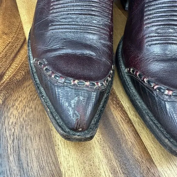 VTG Tony Lama Boots Men's 9M Western Cowboy Leather 1711 Burgundy Brown Ox Blood