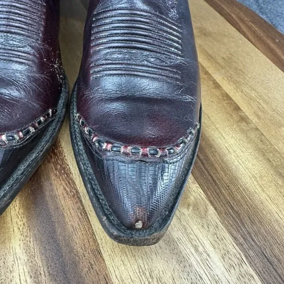 VTG Tony Lama Boots Men's 9M Western Cowboy Leather 1711 Burgundy Brown Ox Blood