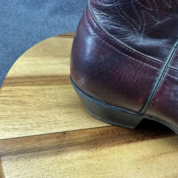 VTG Tony Lama Boots Men's 9M Western Cowboy Leather 1711 Burgundy Brown Ox Blood