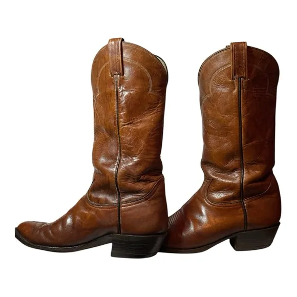 VTG Y2K Tony Lama Men’s Cognac brown Country  Leather Cowboy Boots 5084 SZ 9D