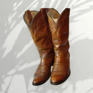 VTG Y2K Tony Lama Men’s Cognac brown Country  Leather Cowboy Boots 5084 SZ 9D