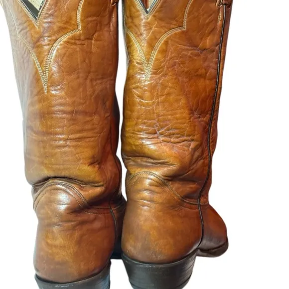 VTG Y2K Tony Lama Men’s Cognac brown Country  Leather Cowboy Boots 5084 SZ 9D