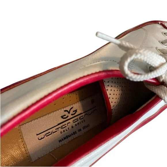 Walter Genuin Women's Golf Shoes - Italian Leather, Red &amp; White, Size 8