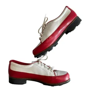 Walter Genuin Women's Golf Shoes - Italian Leather, Red &amp; White, Size 8