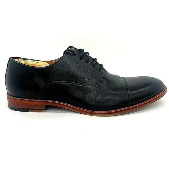 Warfield &amp; Grand Mens Fremont Oxford Leather Dress Shoes Cap Toe Black Sz US 11