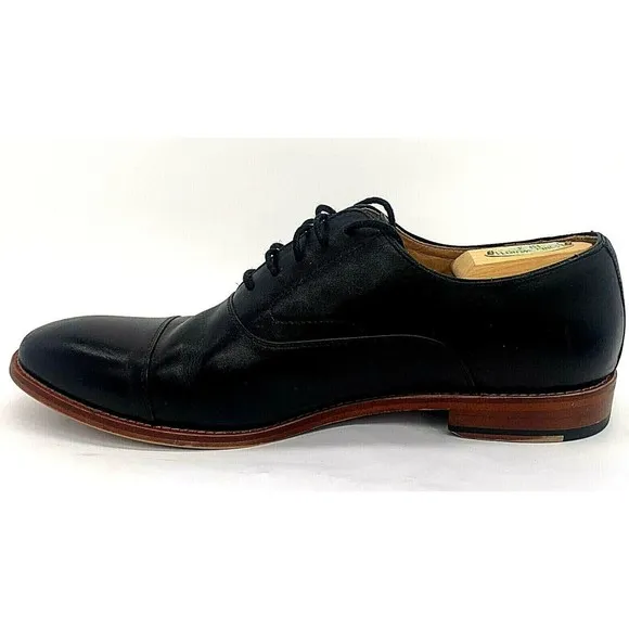Warfield &amp; Grand Mens Fremont Oxford Leather Dress Shoes Cap Toe Black Sz US 11