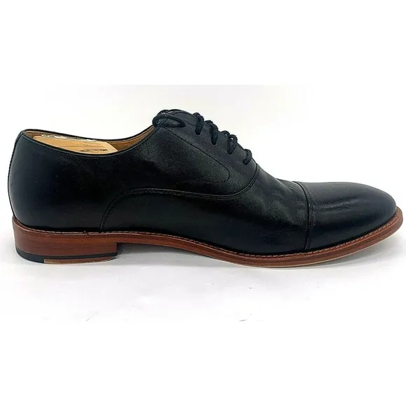 Warfield &amp; Grand Mens Fremont Oxford Leather Dress Shoes Cap Toe Black Sz US 11