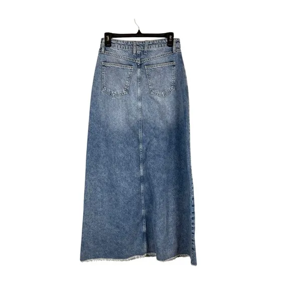 We The Free Free People Denim Maxi Skirt Size 2 High Waist Long Skirt