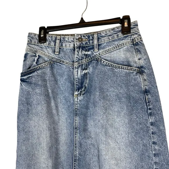 We The Free Free People Denim Maxi Skirt Size 2 High Waist Long Skirt