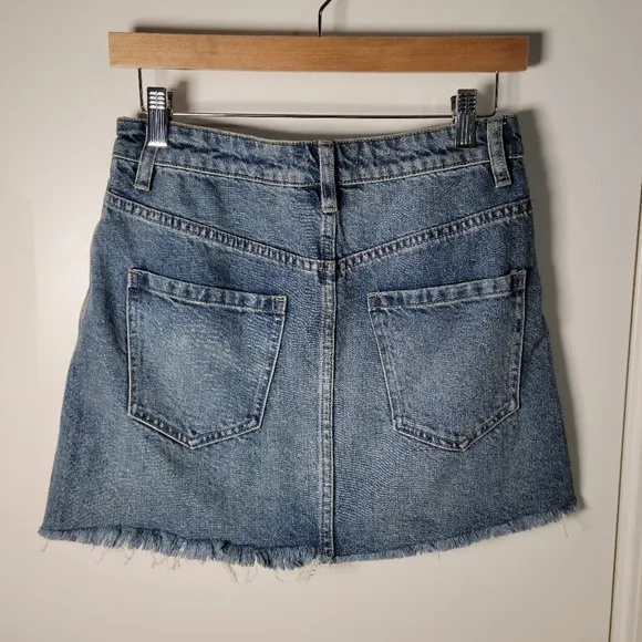 We The Free Free People Denim Mini Zip-Up Skirt | Free People Skirt | Size 26
