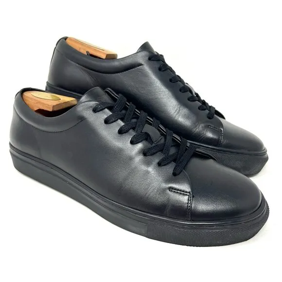 Wolf &amp; Shepherd Men’s Glider Fashion Sneaker Sz 10 Black Leather Portugal EUC