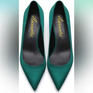 Women Fashion Pointed Toe Slip On Comfort Basic Kitten Heel Pumps Shoes. Satin