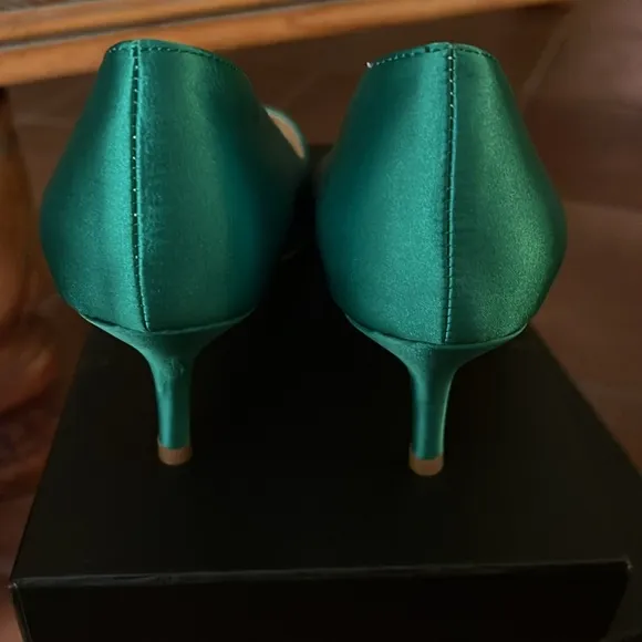 Women Fashion Pointed Toe Slip On Comfort Basic Kitten Heel Pumps Shoes. Satin