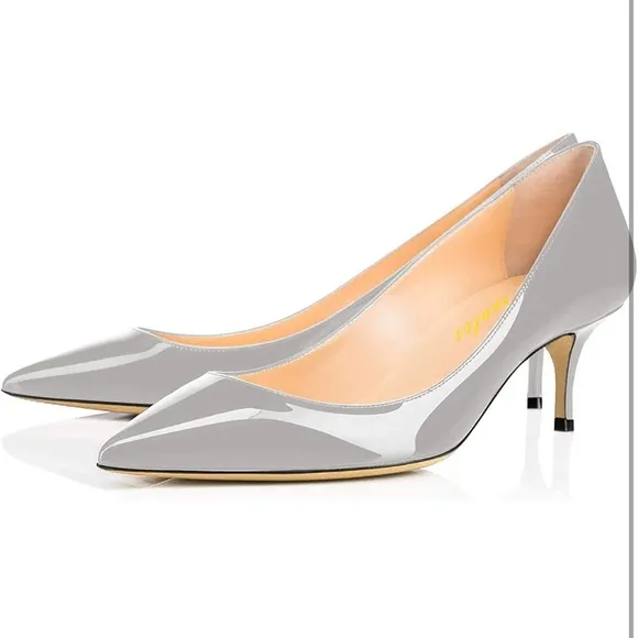 Women Fashion Pointed Toe Slip On Comfort Basic Kitten Heel Pumps Shoes