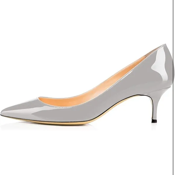 Women Fashion Pointed Toe Slip On Comfort Basic Kitten Heel Pumps Shoes