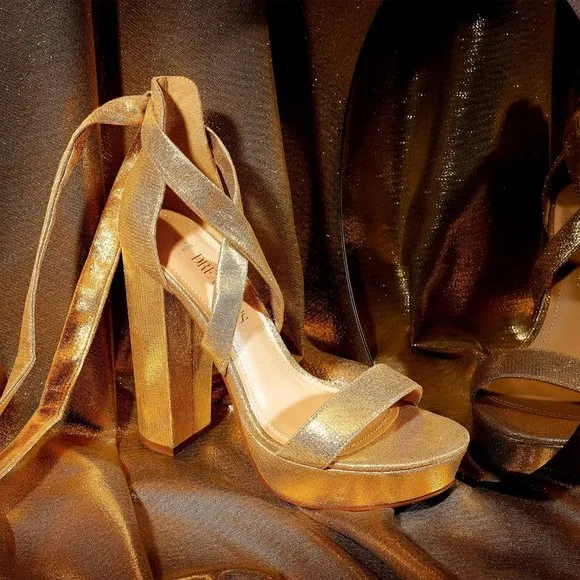 Women Gold Strappy Gladiator Sexy Open Toe High Heels Dressy Pumps Sandals