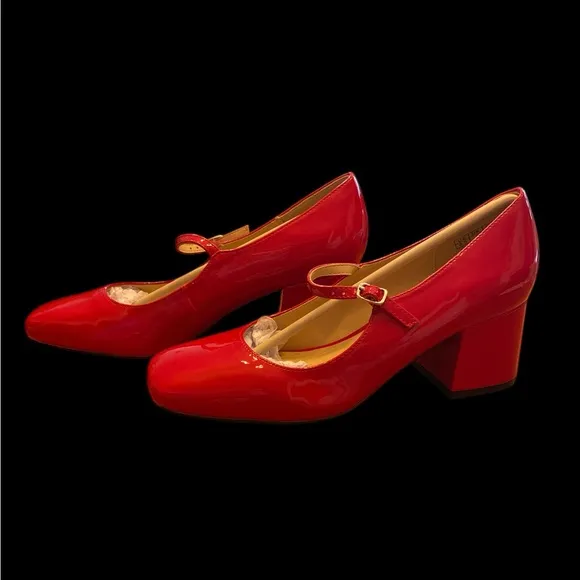 Women Mid Chunky Heel Square Toe Ankle Strap Mary Jane Dress  Pump Shoes SZ 8.5