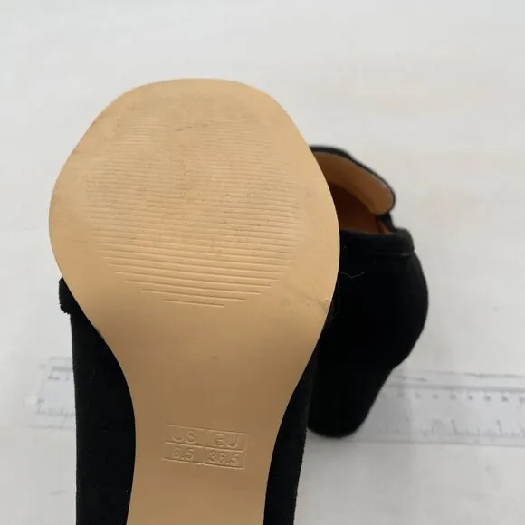 Women Platform Round Toe Pumps Chain Chunky High Heel Loafers Black Shoes