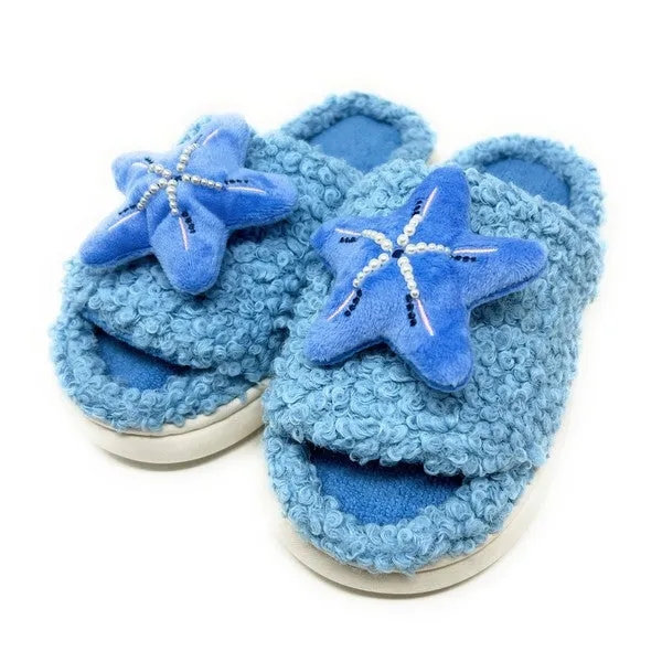 Women's Blue Starfish Slip-on House Slippers