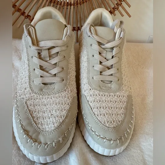 WOMEN'S DV BY DOLCE VITA FAY Woven Fabric Cream Shoe, Size 9 NWT